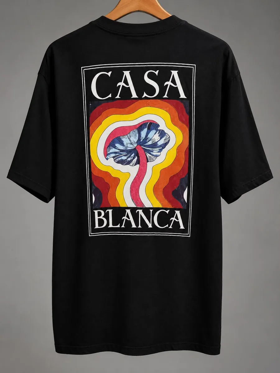 Camiseta Casablanca preta no cabide